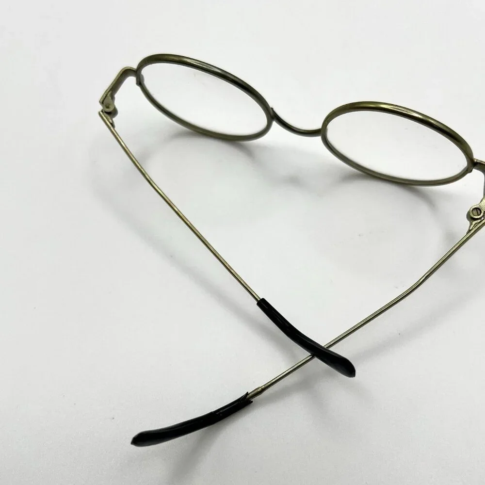 Vintage 70s Brass Round Eyeglasses Retro Wire Frame Toy Doll Kids Costume